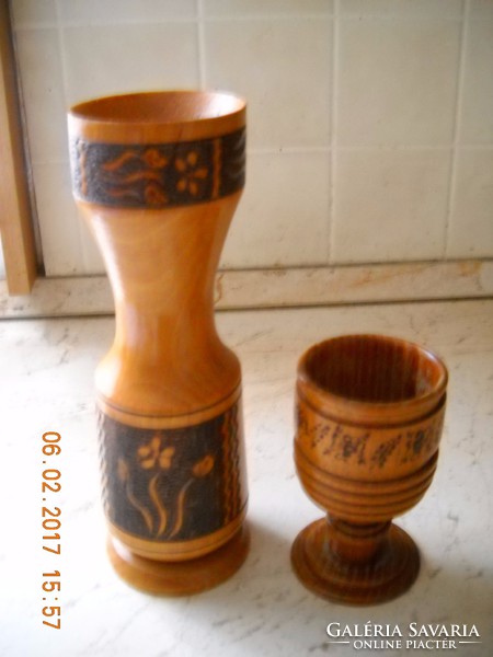 Antik fa gyertyatartó, kupa, váza eladó!