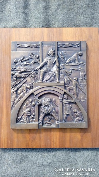 Ritka - Olcsai Kiss Zoltán részletgazdag alkotása bronz falikép