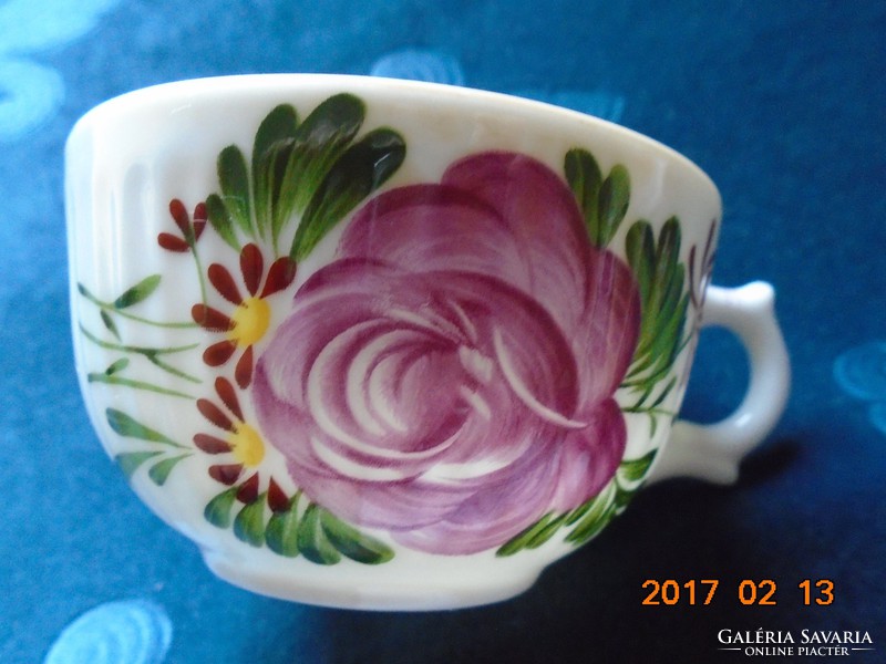 1925 Kézzel festett August Warnecke OSTFRIESEN ROSE japán jelzéssel bordázott csésze alátéttel