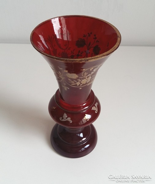 Bíborpác festett régi díszpohár / váza