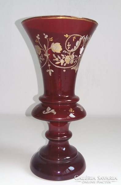 Bíborpác festett régi díszpohár / váza