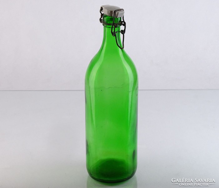0L224 Régi zöld csatos üveg palack 30 cm
