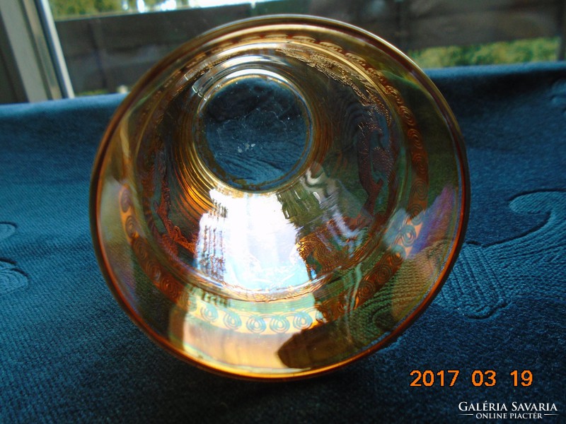 Culver ltd-usa gold plated 22k etched opulent peach glass