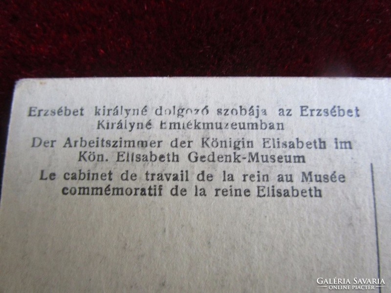 ERZSÉBET KIRÁLYNÉ SZISZI DOLGOZÓ SZOBA RÉGI KÉPESLAP 1924