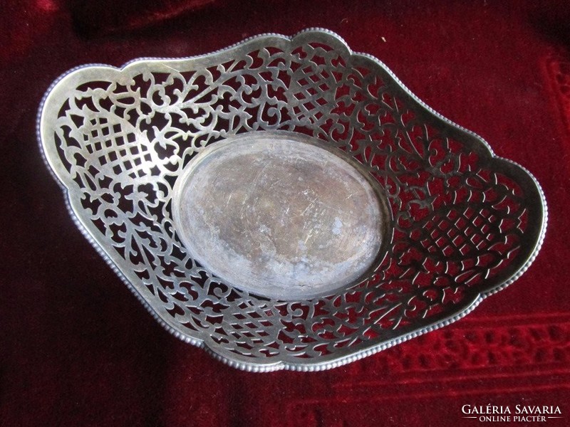Art Nouveau silver plated openwork lacy alpaca bowl of bonbonier