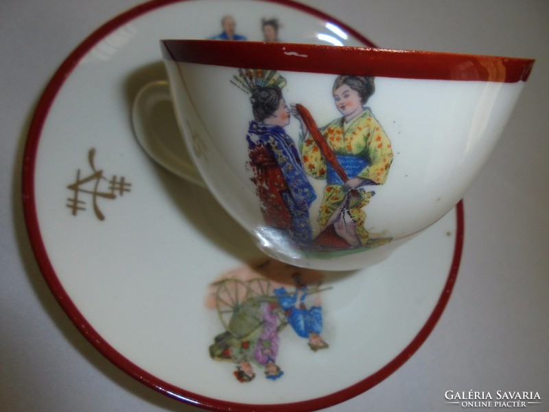 Régi filigrán porcelán kínai kávés csésze+alj