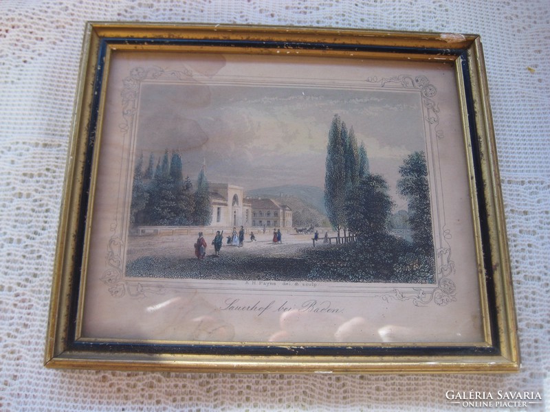 Albert Henry  Payne   Színes rézkarc 1870  Sauerhof in Baden  14 x 11 cm