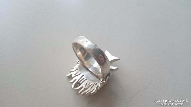 Ezüst vaskeresztes lángoló Koponyás gyűrű (Magyar 925) 