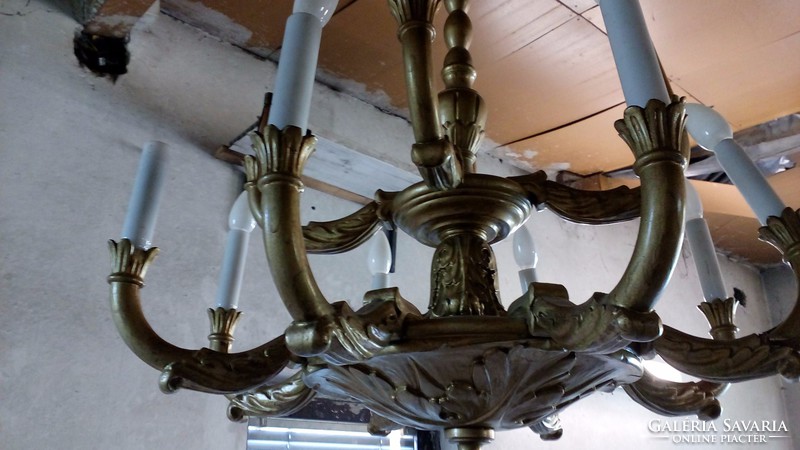 Large tiered gilded wooden chandelier
