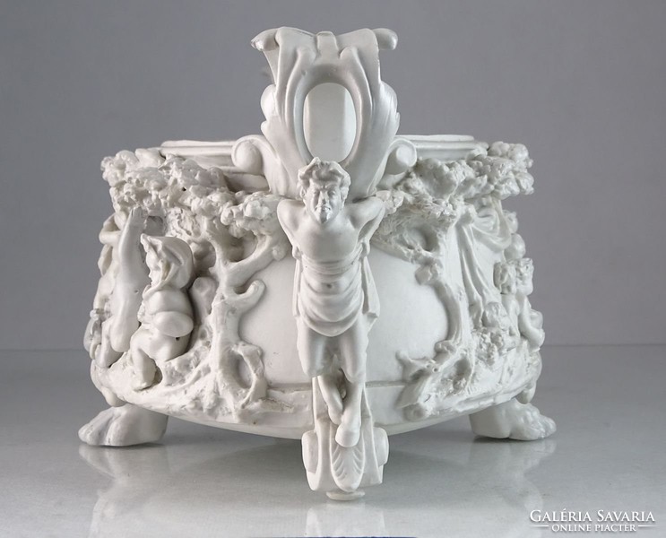 0K232 Faunfejes antik Volkstedter porcelán kaspó