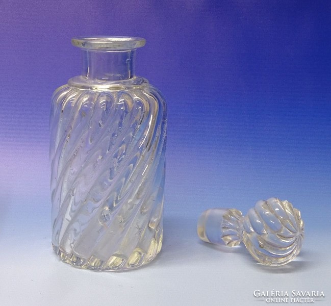 0K290 Régi csavart testű dugós üveg 17 cm
