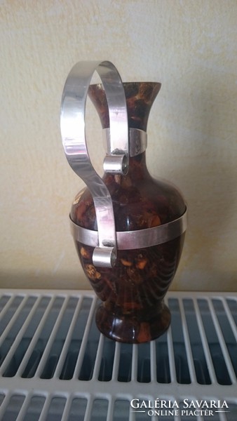 Borostyán váza ezüst díszítéssel (Lengyel 800-as)