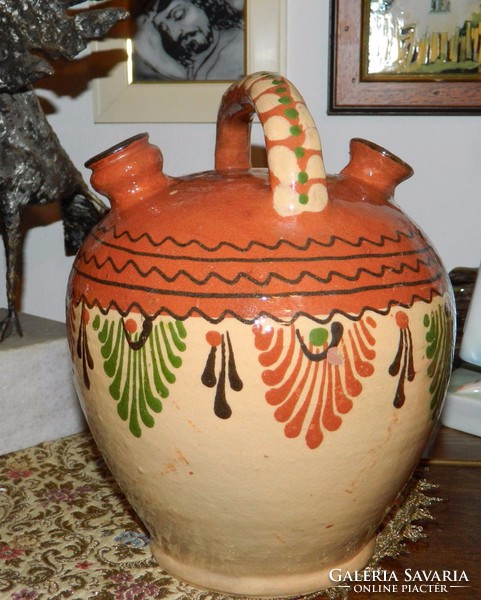 Folk ceramics on a double-necked pot