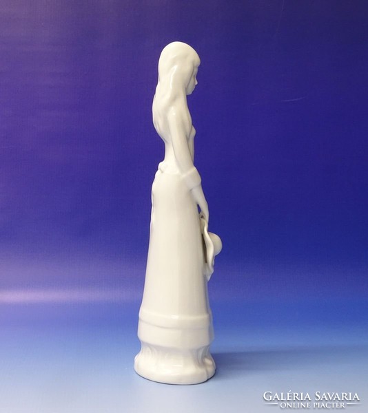 0M633 Nagyméretű kalapos lány porcelán figura 30cm