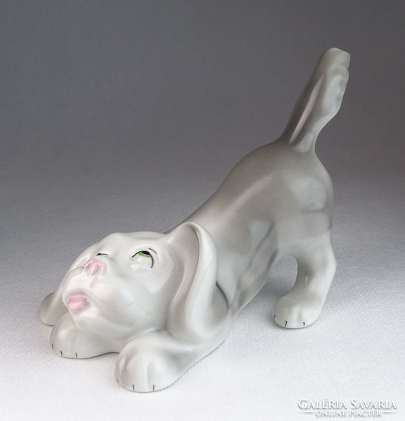 0M710 Jelzett hibátlan porcelán kutya 17 cm