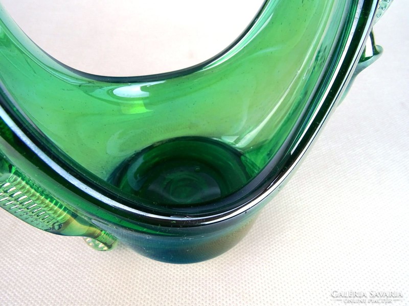 0M807 Régi muránói jellegű üveg kosár 16.5 cm