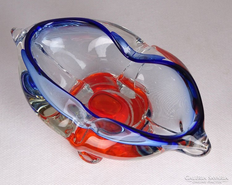 0M835 Fújtüveg BOHEMIA művészi üveg hamutál 19 cm