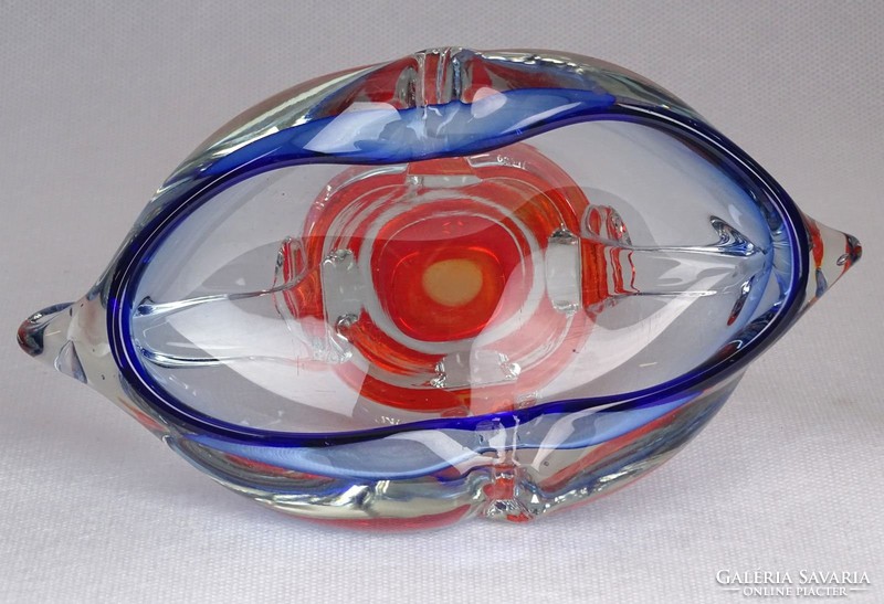 0M835 Fújtüveg BOHEMIA művészi üveg hamutál 19 cm