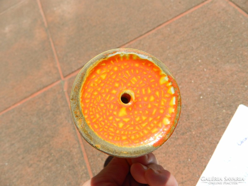 Iparművészeti  narancssárga hordozható gyertyatartó