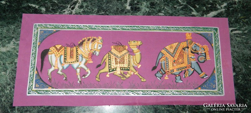 Indiai selyemkép festmény : Cirkuszi állatok