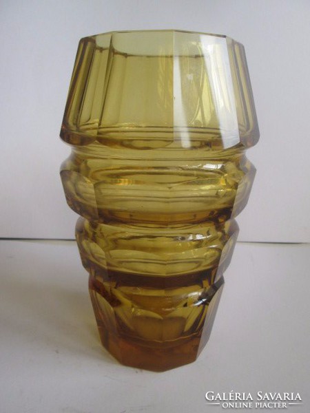 Moser? üveg kristály váza borostán szinben hibátlan 20 cm