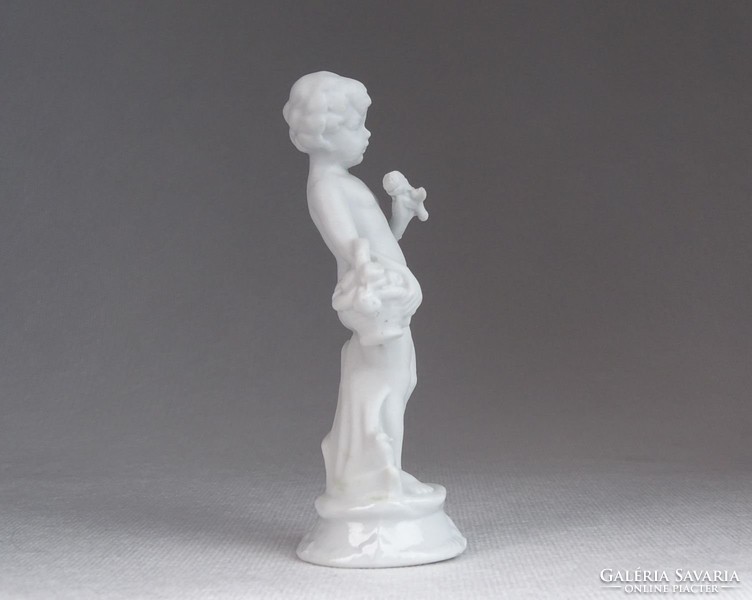 0M659 Régi fehér biszkvit porcelán angyal 12 cm