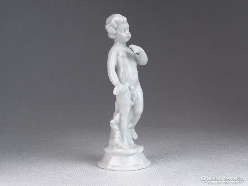 0M661 Régi fehér mázas porcelán angyal 12 cm