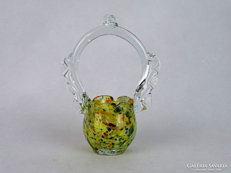 0M804 Régi muránói jellegű üveg kosár 18.5 cm