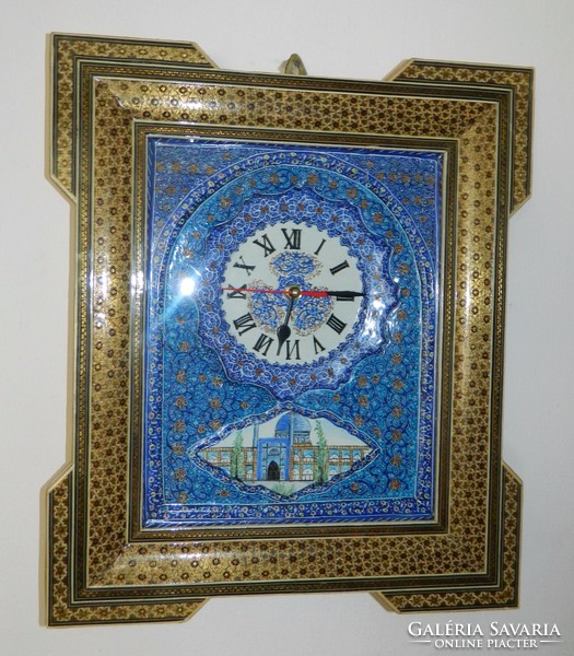 Fire Enamel Shanghai - Taj (Taj - Taj) Mahal - Marquetry Framed Clock