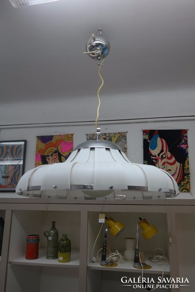 Meblo ceiling lamp 1960-70s, plastic, glass shade, in good condition. - 01376