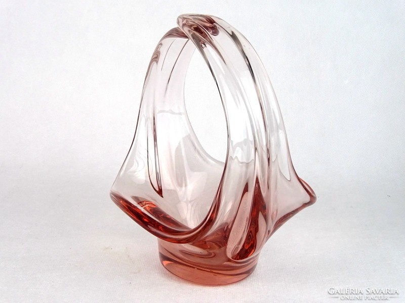 0M767 Formatervezett művészi üveg kosár 19 cm