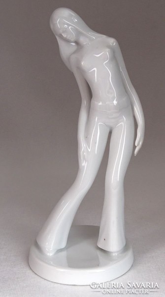 0M815 Retro modell lány porcelán szobor 22.5 cm