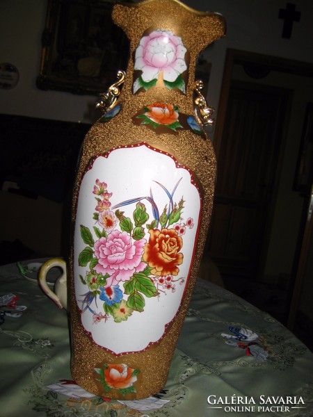 Oriental gold brocade porcelain vase, 60 cm!