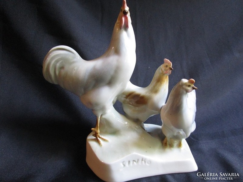 Rooster + others very old zsolnay sinko marked porcelain no