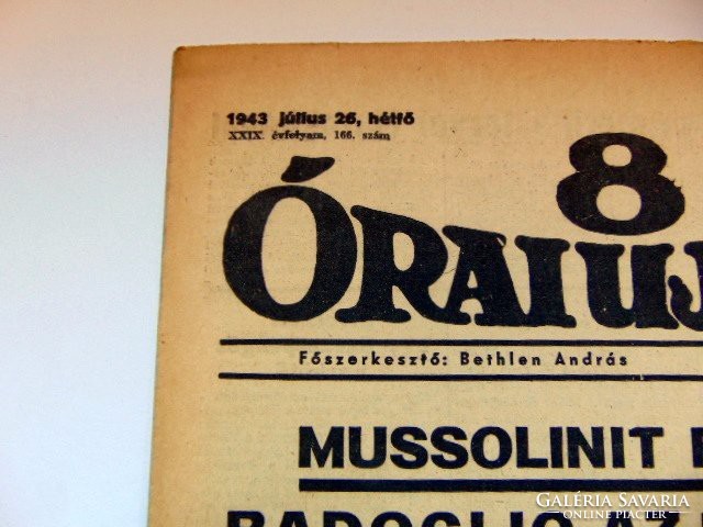 RÉGI ÚJSÁG 8 Órai Újság	1943	július	26