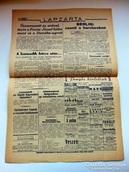 RÉGI ÚJSÁG 8 Órai Újság	1943	május	7