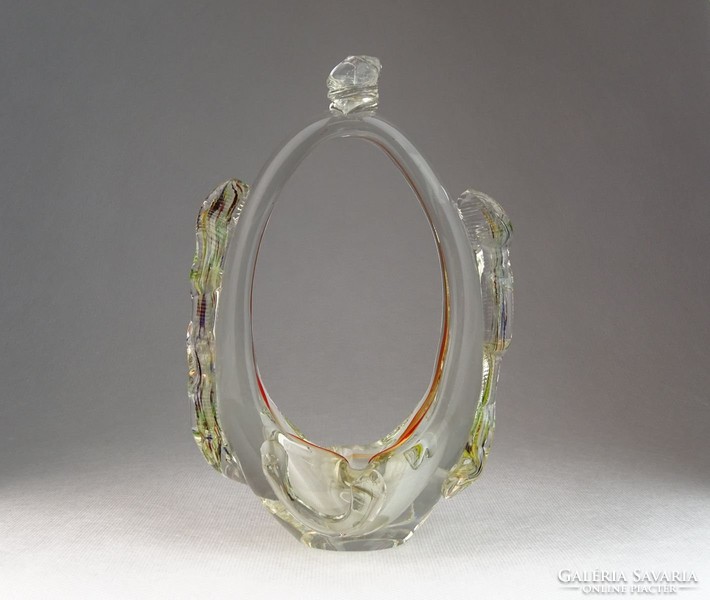 0N118 Muránói jellegű kosár alakú üveg hamutál