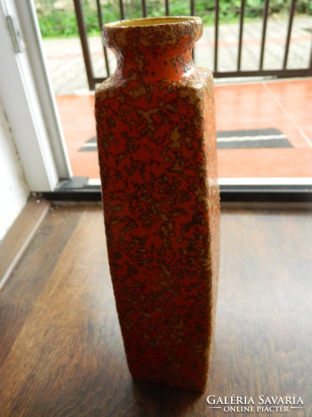 Retro kézműves jelzett narancssárga iparművészeti váza