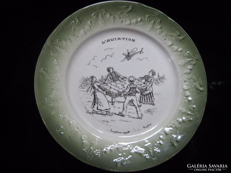 Demi - Poraiceln - Luneville , antik francia  tányér  humoros   jelenettel