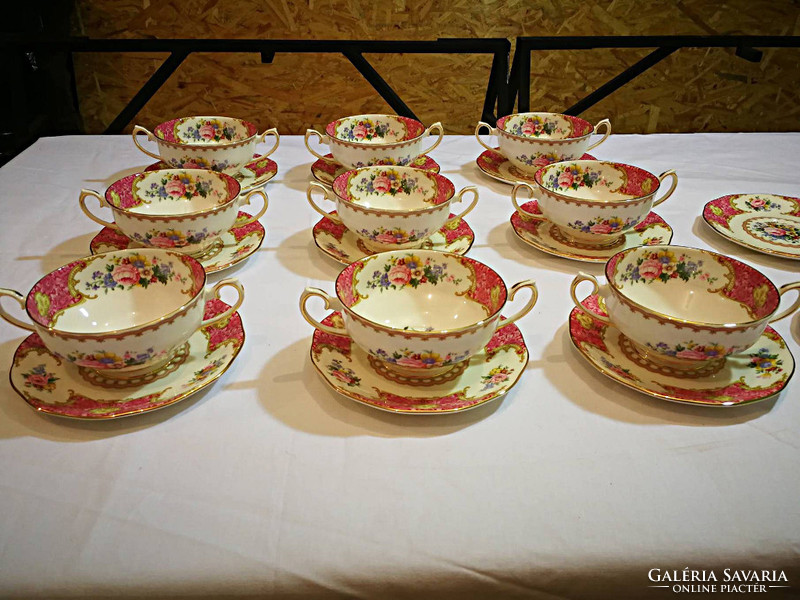 Varázslatos Extrém ritka Angol  porcelán Royal Albert Lady Carlyle,9db.leveses csészék+csészealjak.