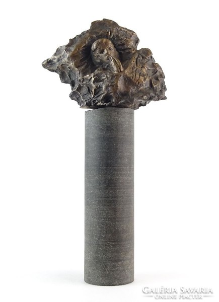 0O207 Kortárs bronz kisplasztika : Ima 28 cm
