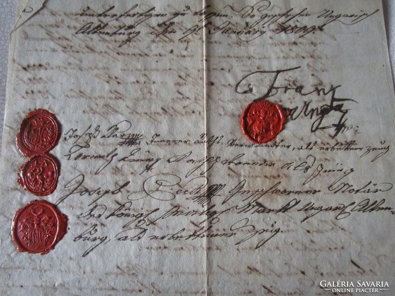 Magyaróvár mosonmagyaróvár 1809 document document certificate document manuscript wax seal