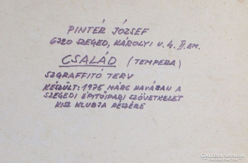 6903 Pintér József Család papír tempera festmény