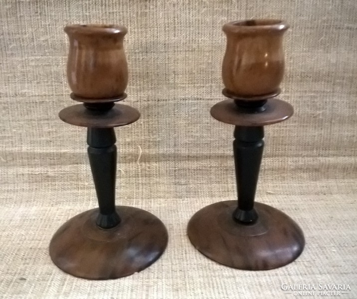 Pair of old art deco amber candlesticks in good condition