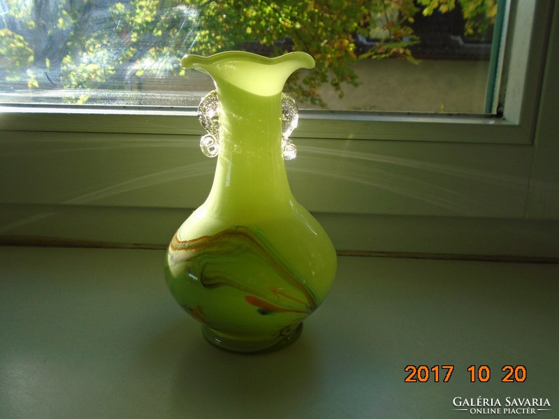 Murano-carlo moretti (1934-2008) vase with apple green multi-colored pattern