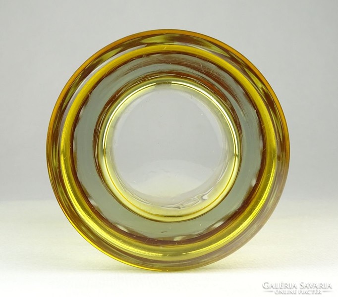 0O992 Antik vastag falú sárga csiszolt üveg pohár