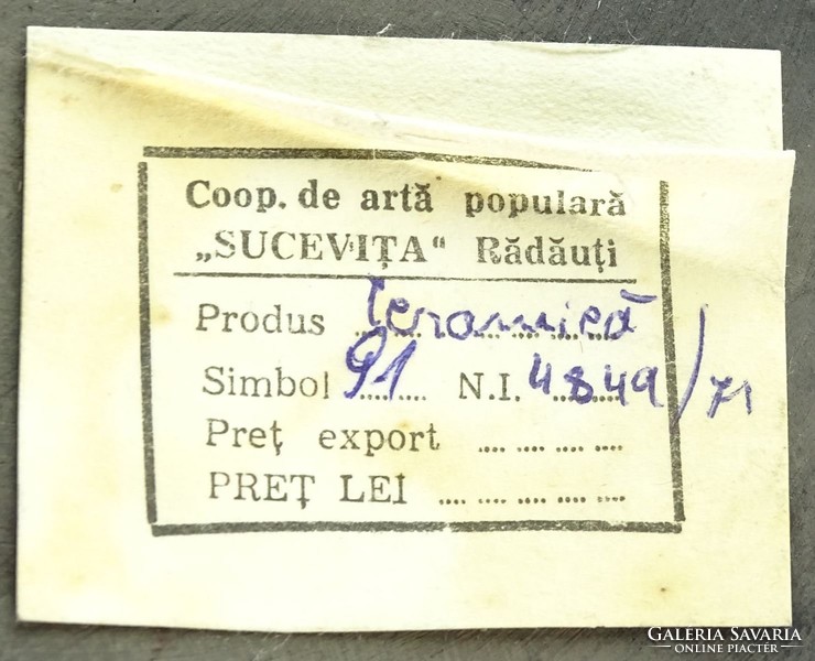 0P221 Régi román feketecserép dísztárgy 15 cm