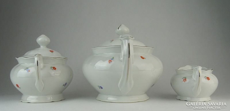 0P165 Régi Meisseni porcelán teáskészlet 3 darab