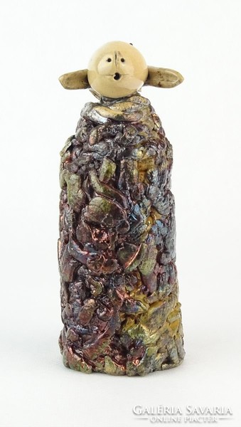0O671 Jelzett kortárs birka kerámia figura 16.5 cm