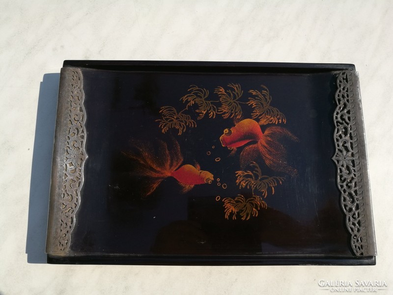 Goldfish lacquer tray v.